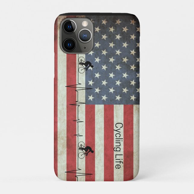Capa Para iPhone 11 Pro Ciclismo, Estrelas e Stripes (Verso)