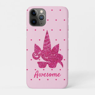 Capa Para iPhone 11 Pro Cinza de sol fofo cor-de-rosa-Unicorn