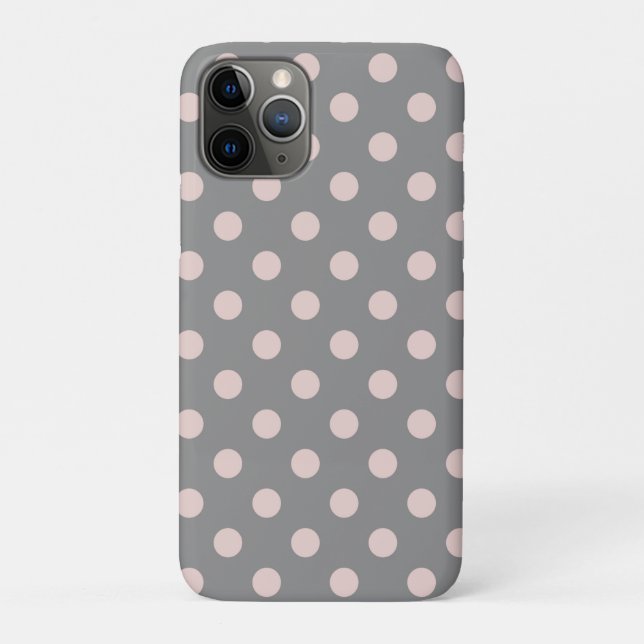 Capa Para iPhone 11 Pro Cinza e Rosa Bege Bolinhas Pontos Moderno (Verso)