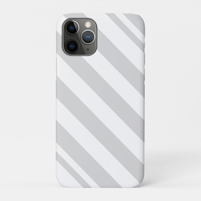 Capa Para iPhone 11 Pro Cinzas claras e tiras brancas (Verso)