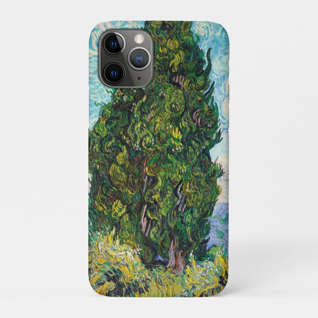Capa Para iPhone 11 Pro Ciprestes de Vincent Van Gogh Arte Fino (Verso)