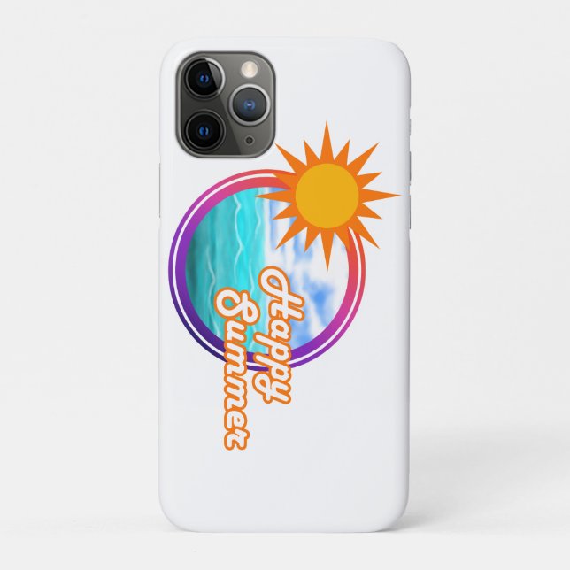 Capa Para iPhone 11 Pro Círculo Feliz do Oceano de Verão (Verso)