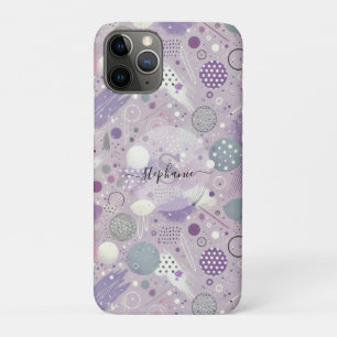 Capa Para iPhone 11 Pro Círculos abstrato púrpura com acentos de tiras de