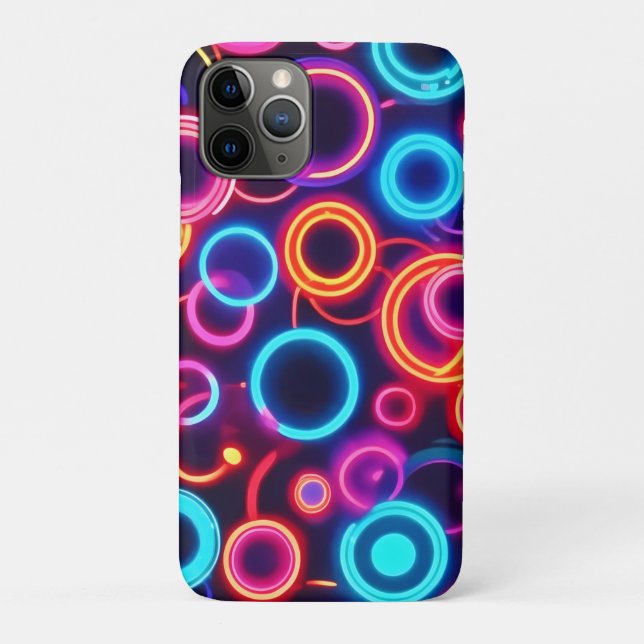 Capa Para iPhone 11 Pro Círculos Neon: Um Banquete Visual Vibrante (Verso)