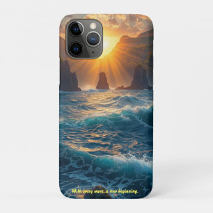 Capa Para iPhone 11 Pro Citação da Montanha do Pôr do Sol no Oceano Nature