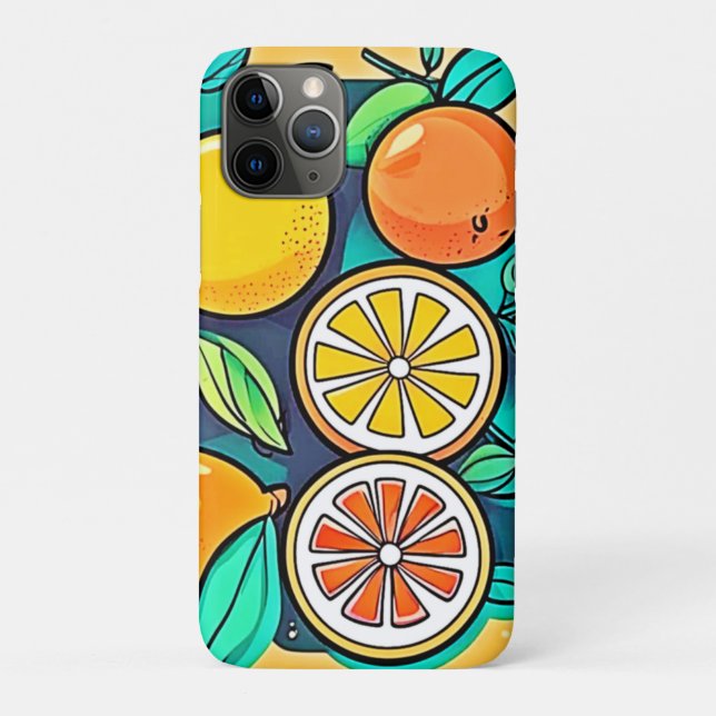 Capa Para iPhone 11 Pro Citrus Fruta Art (Verso)