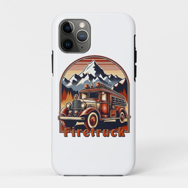 Capa Para iPhone 11 Pro Classic Fire Truck & Mountain (Verso)