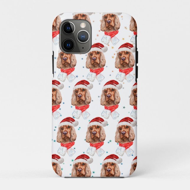 Capa Para iPhone 11 Pro Cocker Spaniel Inglês Natal Raça de Cachorro (Verso)
