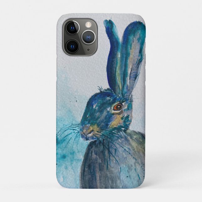 Capa Para iPhone 11 Pro Coelho da Lebre Aquarela (Verso)
