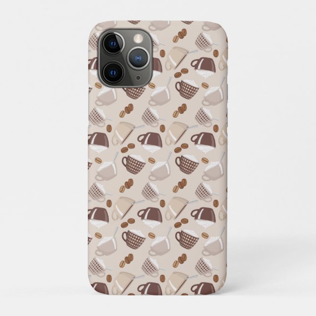 Capa Para iPhone 11 Pro Coffee Time Cups Brown Grains Caffeine Lover Drink (Verso)