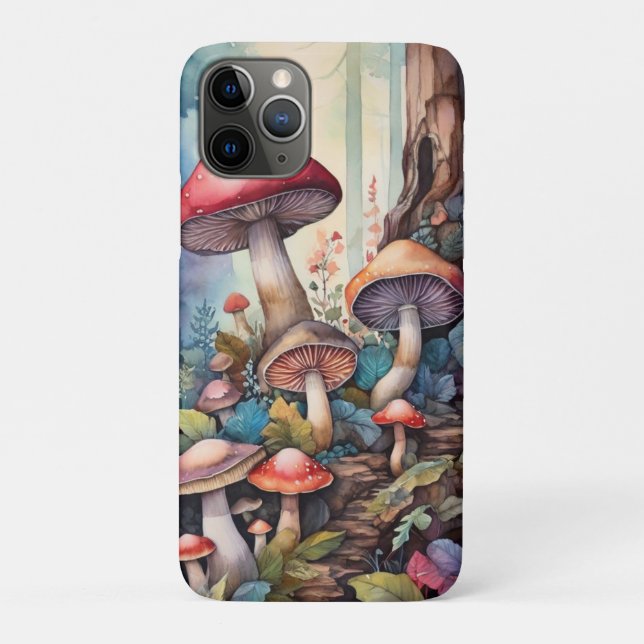 Capa Para iPhone 11 Pro Cogumelos Aquarela (Verso)