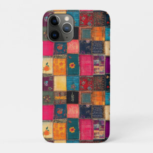 Capa Para iPhone 11 Pro Colcha Vibrante de Remendos com Florais Clássicos