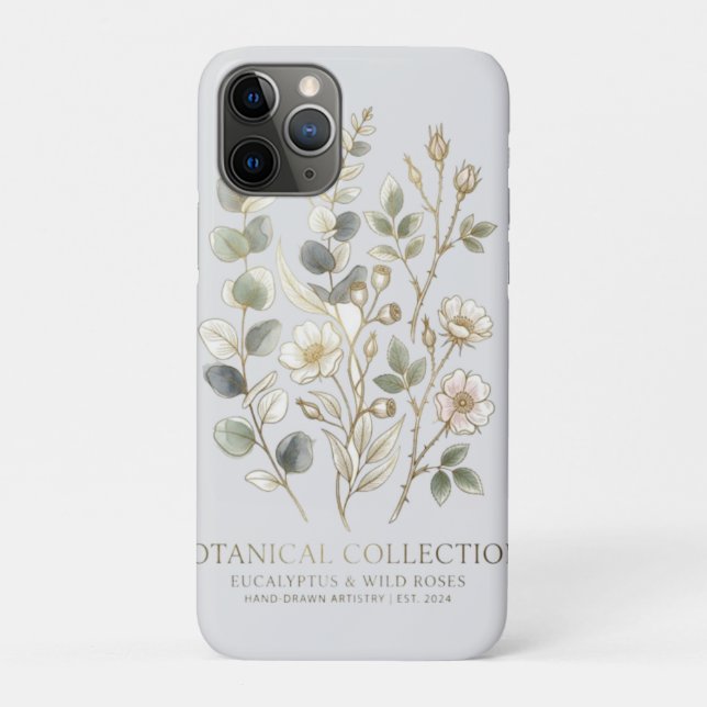 Capa Para iPhone 11 Pro Coleção Botânica Ethereal Gold & Sage (Verso)