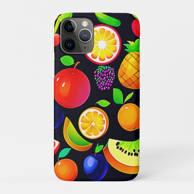 Capa Para iPhone 11 Pro Coleção de Frutas Brilhantes (Verso)