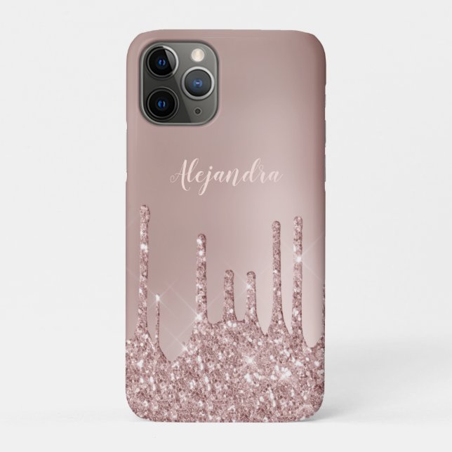 Capa Para iPhone 11 Pro Colírio na moda de cobre, rosa de cobre, dourado,  (Verso)