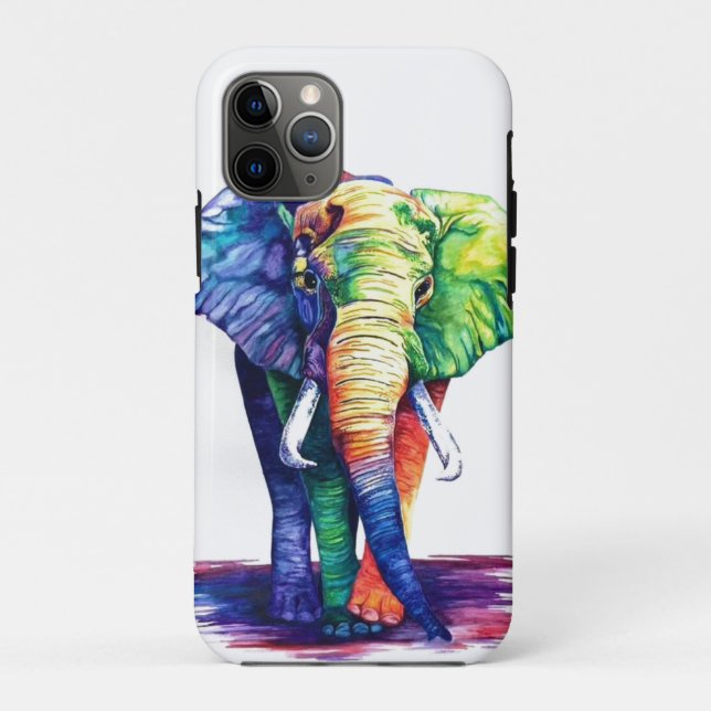 Capa Para iPhone 11 Pro Colorful elephant (Verso)