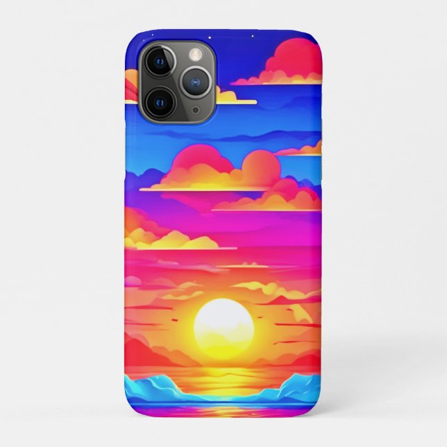 Capa Para iPhone 11 Pro Colorida Palm Tree Sunset (Verso)