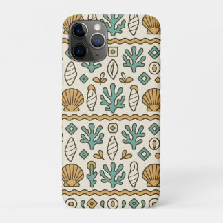 Capa Para iPhone 11 Pro Conchas Costeiras e Coral Padrão Folclórico Escand