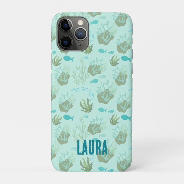 Capa Para iPhone 11 Pro Conchas Oceano Mar Vida Marinha (Verso)