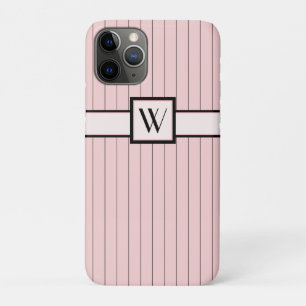 Capa Para iPhone 11 Pro Cor-de-rosa com caixa de tapete preto Pinstripes