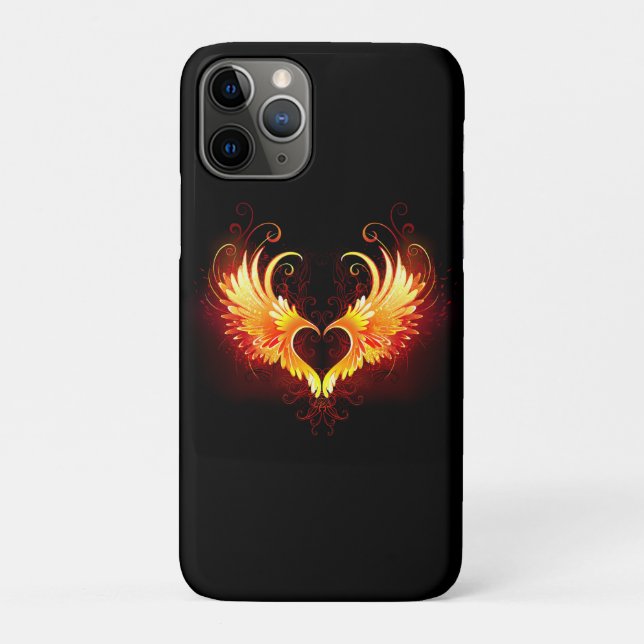 Capa Para iPhone 11 Pro Coração do Anjo Fogo com Asas (Verso)
