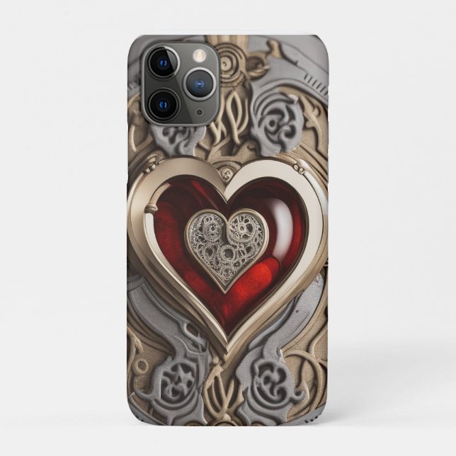 Capa Para iPhone 11 Pro Coração Steampunk - Amor Mecânico insípido (Verso)
