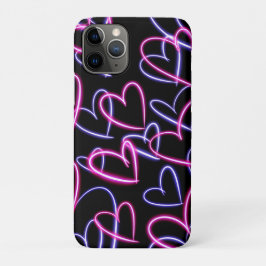 Capa Para iPhone 11 Pro Corações de Neon