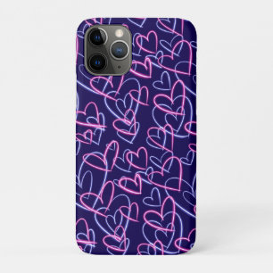 Capa Para iPhone 11 Pro Corações de Neon