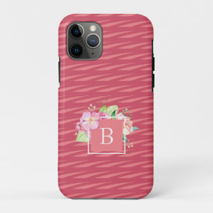 Capa Para iPhone 11 Pro Coral Rosa Rosa e Rosa Monograma