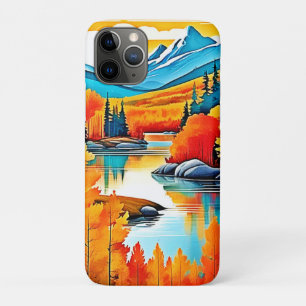 Capa Para iPhone 11 Pro Cores de queda Vista de montanha