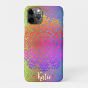 Capa Para iPhone 11 Pro Cores do Arco-íris Mandala