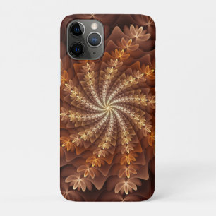 Capa Para iPhone 11 Pro Cores Quentes, Padrão de Arte Fractal Moderna Trip