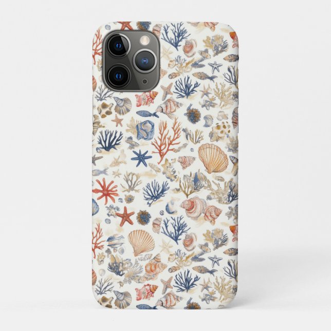 Capa Para iPhone 11 Pro Costeira russa - Conchas, Starfish, Recife (12) (Verso)