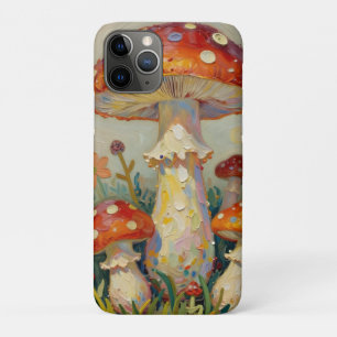 Capa Para iPhone 11 Pro Cottage Core Cogumelos e Flores