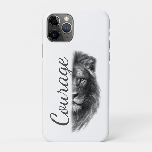 Capa Para iPhone 11 Pro Courage Lion Artistic Minimal- (Verso)