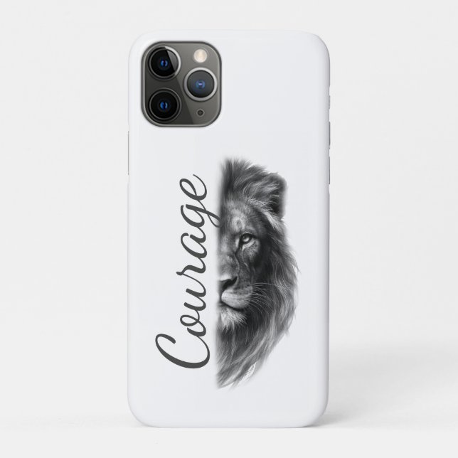 Capa Para iPhone 11 Pro Courage Lion Artistic Minimal- (Verso)
