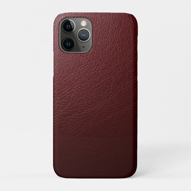 Capa Para iPhone 11 Pro Couro Texturizado Vermelho Escuro (Verso)