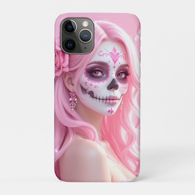 Capa Para iPhone 11 Pro Cranio de Açúcar Pink Lady (Verso)