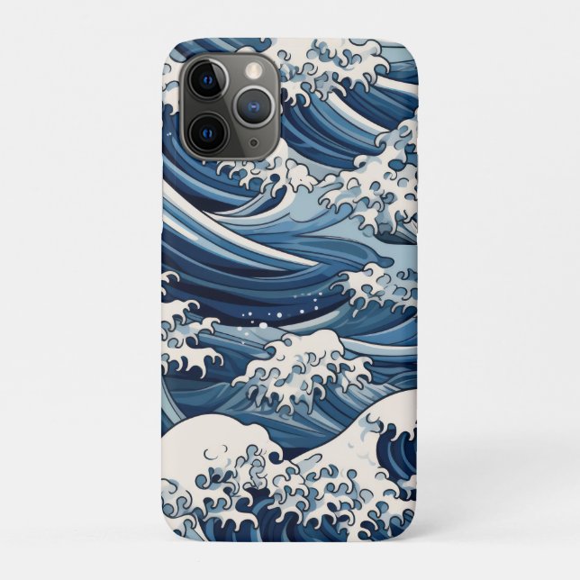 Capa Para iPhone 11 Pro Crestas Epheméricas: Ondas Hokusai Reimaginadas (Verso)