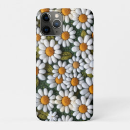 Capa Para iPhone 11 Pro Crochet White Daisies Spring Wildflowers