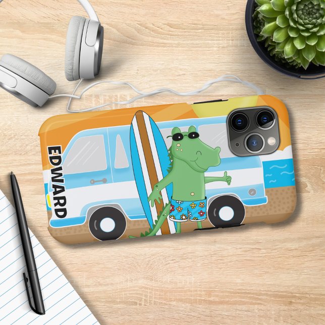 Capa Para iPhone 11 Pro Crocodilo de alinhamento Conselho do Surf retrovis (Alligator Retro Van Phone Case)