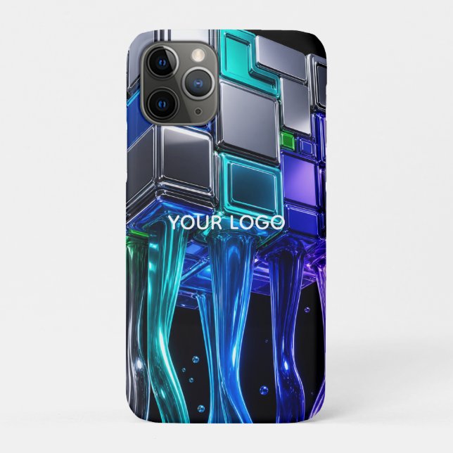 Capa Para iPhone 11 Pro Cubo de Quebra-Cabeça Futurista em Cromo (Verso)