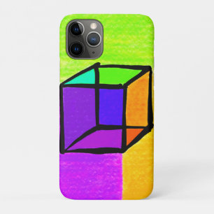 Capa Para iPhone 11 Pro Cubo Surreal. Design de Estilo Retroativo Geométri