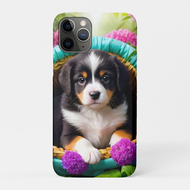 Capa Para iPhone 11 Pro Cupido bonito em uma cesta (Verso)