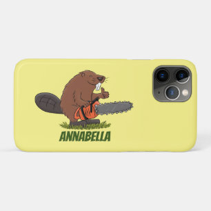 Capa Para iPhone 11 Pro Curioso castor com humor de desenho animado de mot