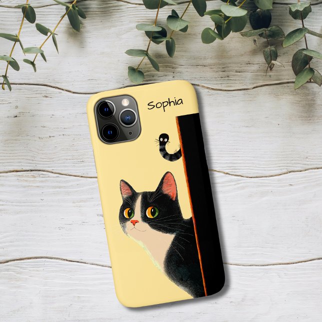 Capa Para iPhone 11 Pro Curious Cat and Sneaky Worm (Criador carregado)