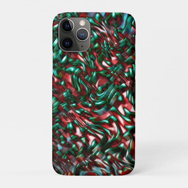 Capa Para iPhone 11 Pro Curvas em camadas, verde e burgundy Case-Mate iPho (Verso)