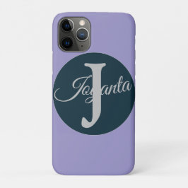 Capa Para iPhone 11 Pro Custom  orange greay blue Monogram Elegant