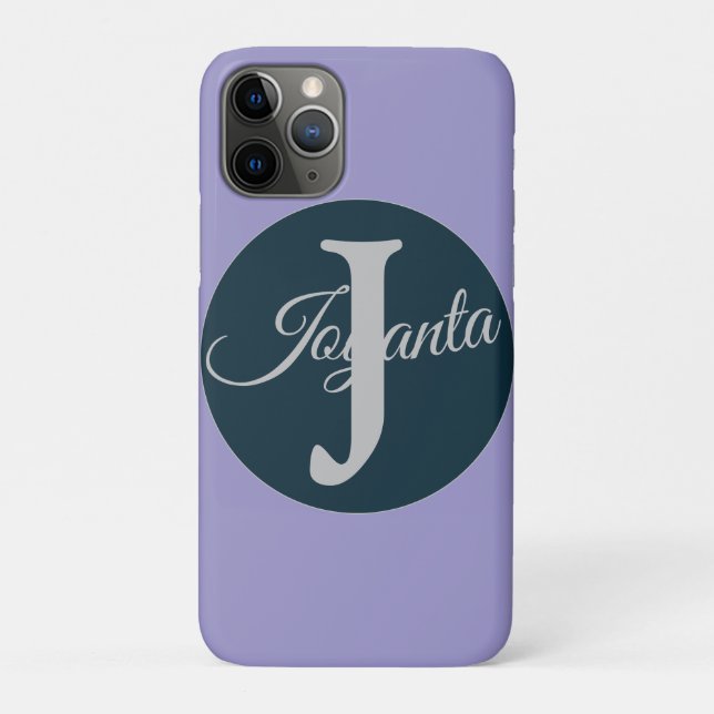 Capa Para iPhone 11 Pro Custom  orange greay blue Monogram Elegant (Verso)