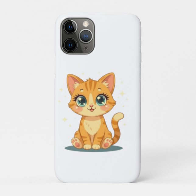Capa Para iPhone 11 Pro **Cute Cartoon Cat – Adorable Kitty Illustration** (Verso)